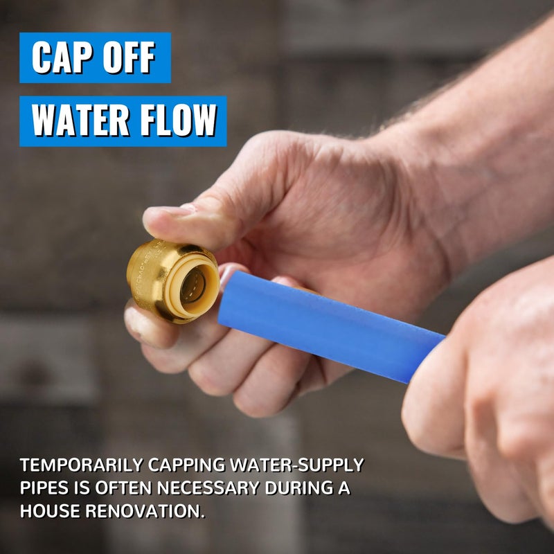 SUNGATOR 6-Pack Push Fit PEX End Cap, 1/2-Inch Push-to-Connect, No Lead Brass Plumbing Fittings with Disconnect Clip for Copper, CPVC - Image 5